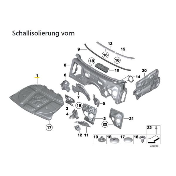BMW 5 Series F10 F11 2010-2016 Bonnet Insulation Mat 51486989301